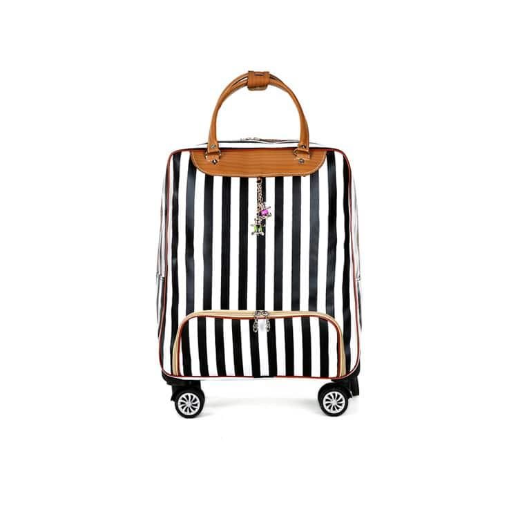 sac de voyage femme à roulettes noir et blanc