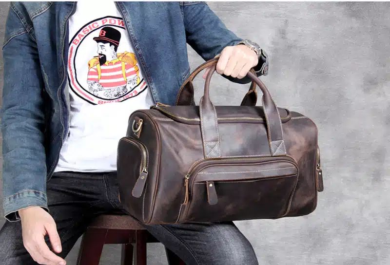 sac de voyage luxueux en cuir véritable