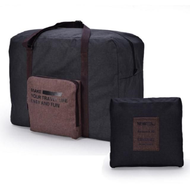sac de voyage pliable "make your travel life easy and fun" noir