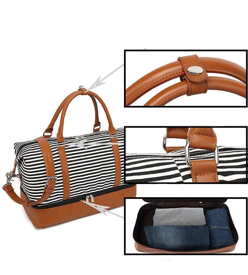 sac de voyage rayures marines pour femme
