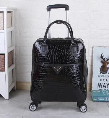 sac de voyage similicuir noir avec roulettes
