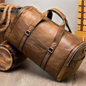 sac de voyage vintage en cuir véritable