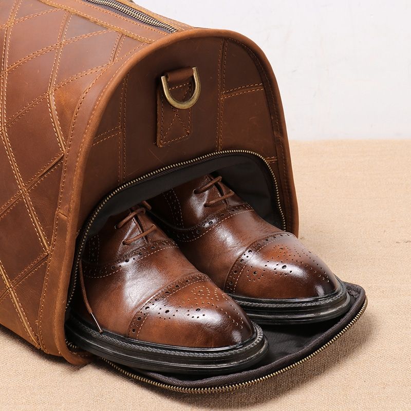 sac de voyage vintage en cuir véritable pour homme