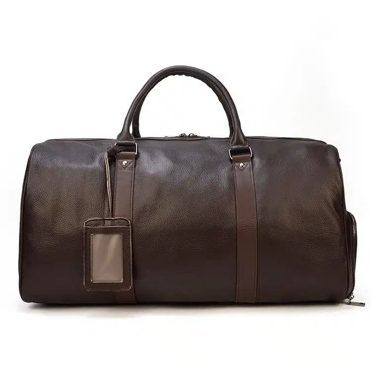 sac en cuir pour voyages avec rangement pour chaussures