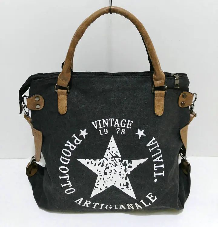 sac en toile motif étoile pour femme