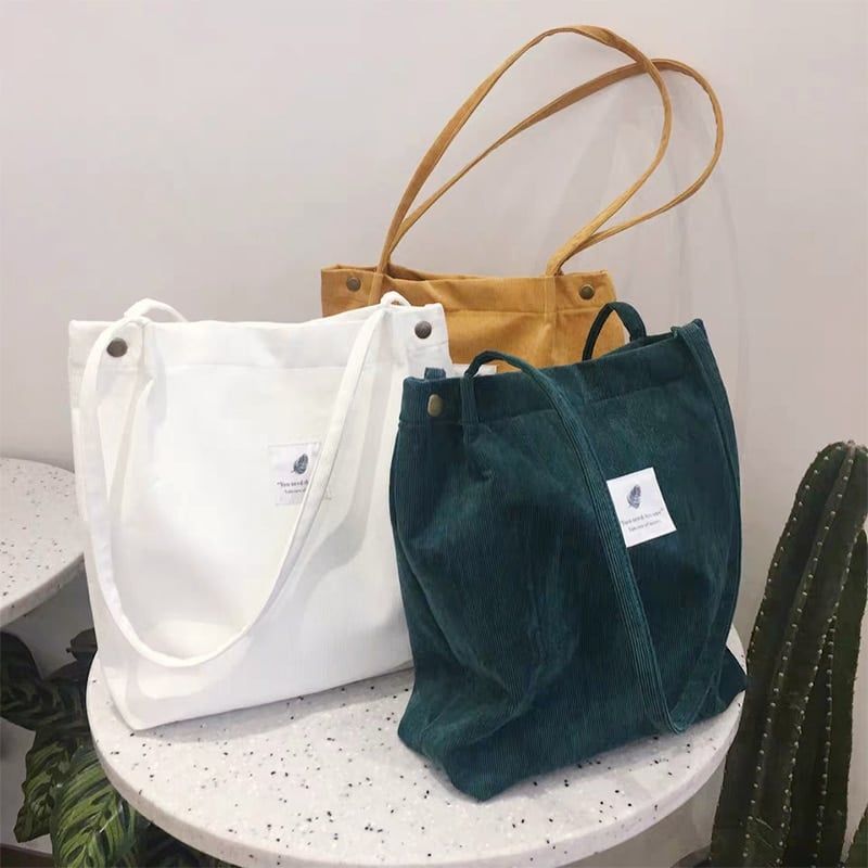 sac en velours côtelé type cabas