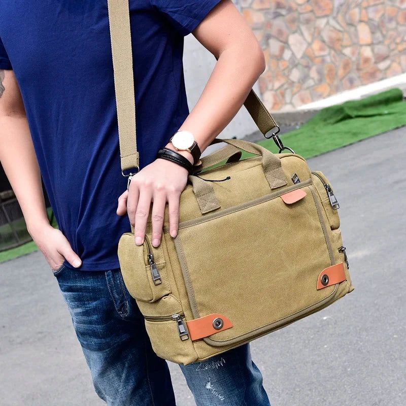 sac homme toile vintage bandoulière