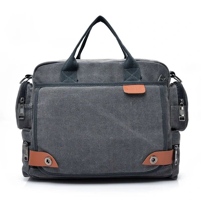 sac homme vintage en toile avec plusieurs compartiments