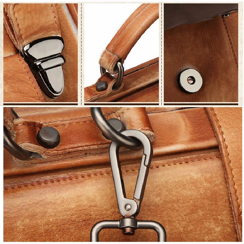 sac marin en cuir avec boucle métallique