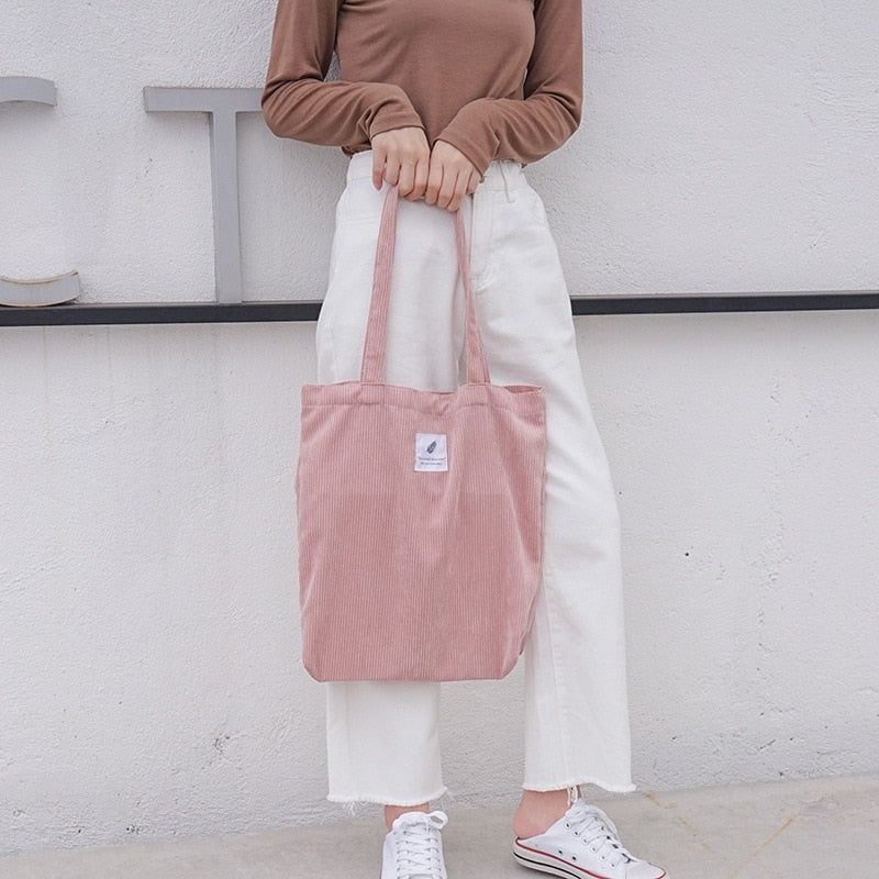 sac tote en velours côtelé pour femme