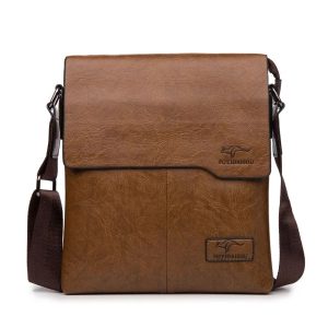 sacoche à bandoulière tendance vintage camel pour homme