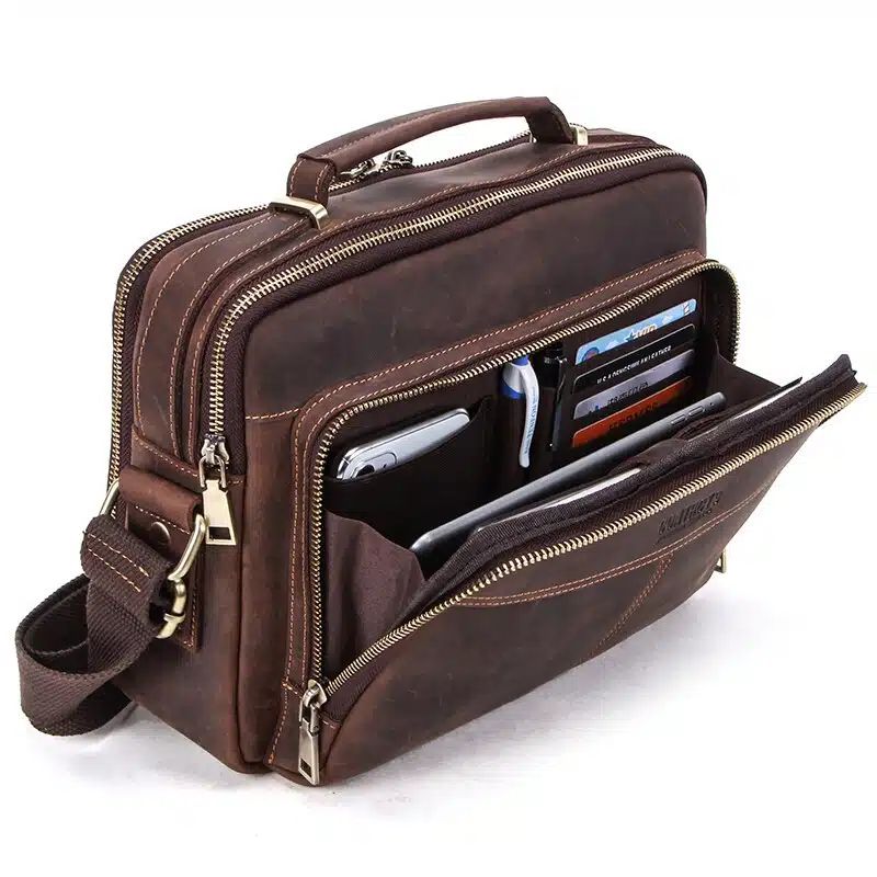 sacoche cartable vintage à bandoulière en cuir
