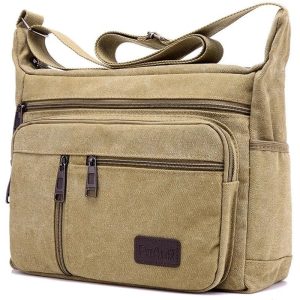 sacoche de voyage multi usage à bandoulière en toile pour homme