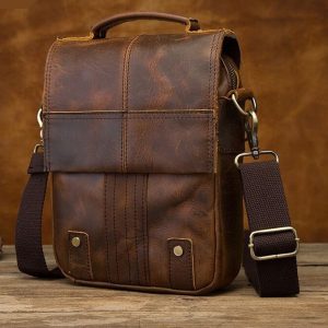 sacoche de voyage rétro en cuir véritable