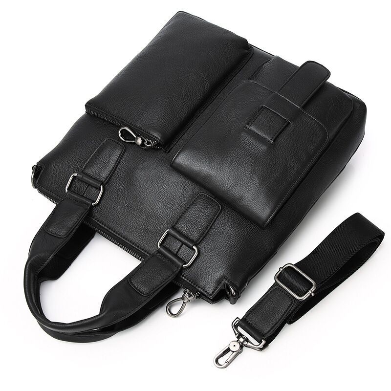 sacoche en cuir noir pour homme