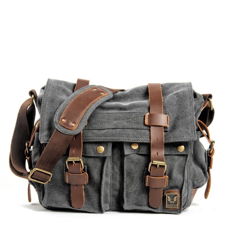 sacoche en toile et cuir vintage
