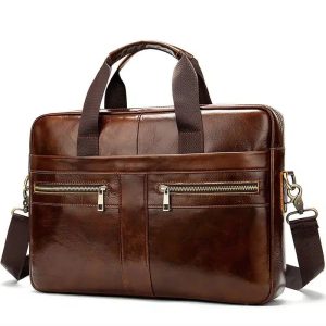sacoche porte document et ordinateur en cuir véritable pour homme