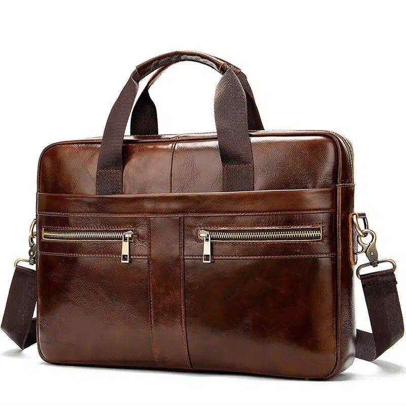 sacoche porte document et ordinateur en cuir véritable pour homme