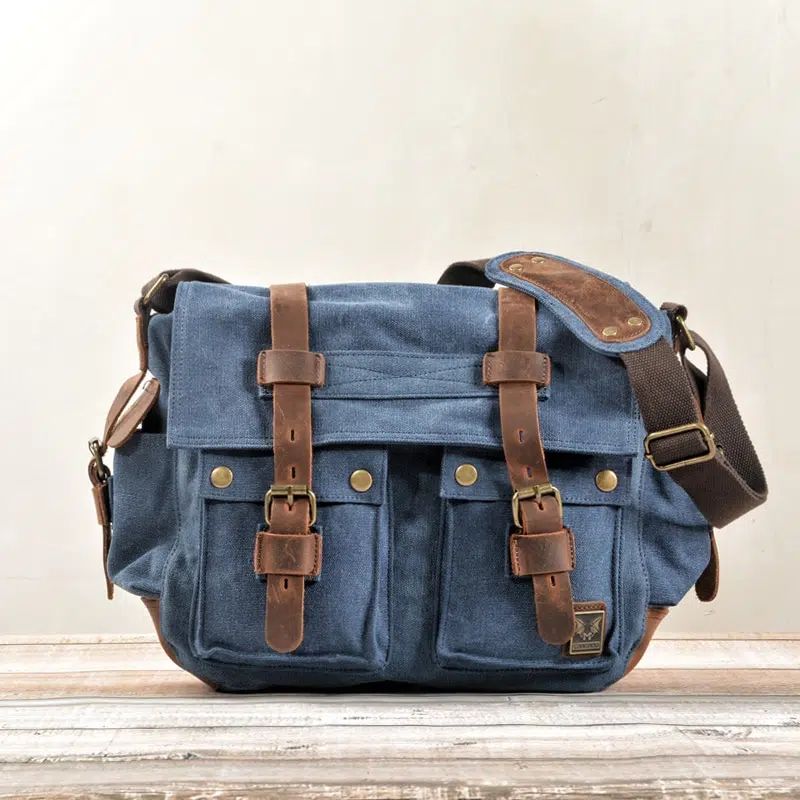 sacoche vintage en cuir et toile