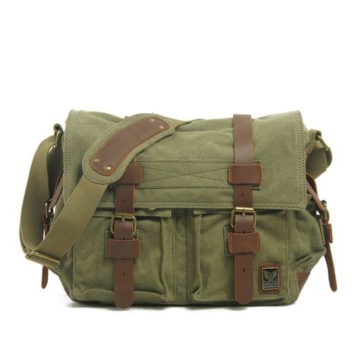 sacoche vintage en toile et cuir