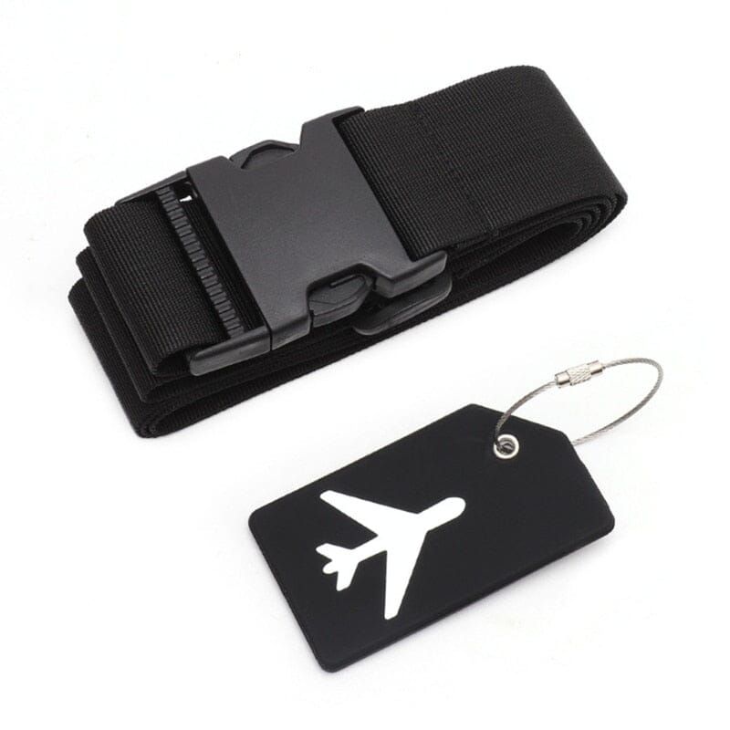 sangle de valise porte-étiquette bagage avion noirs