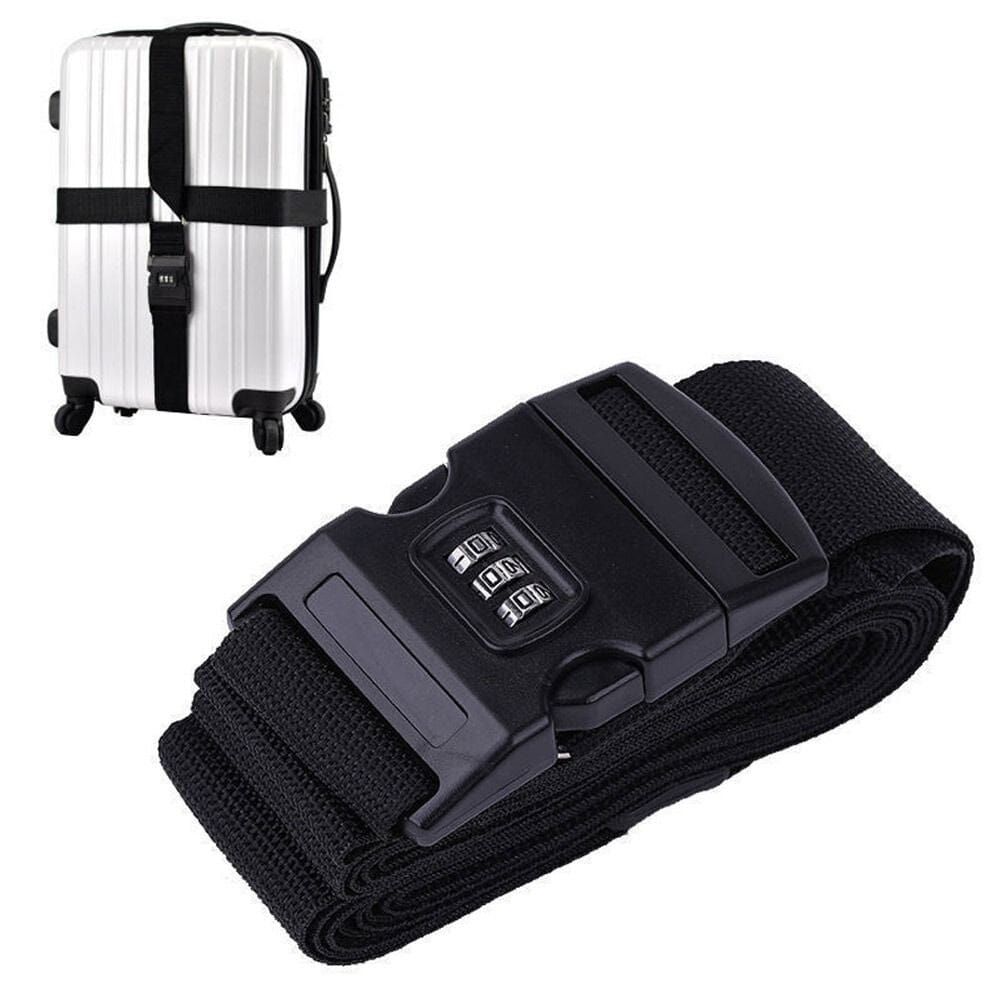 sangle pour valise avec code 3 chiffres noire en croix
