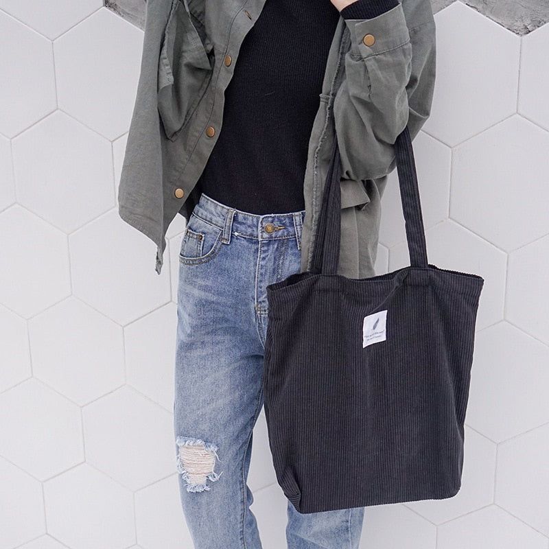 tote bag en velours côtelé pour femme