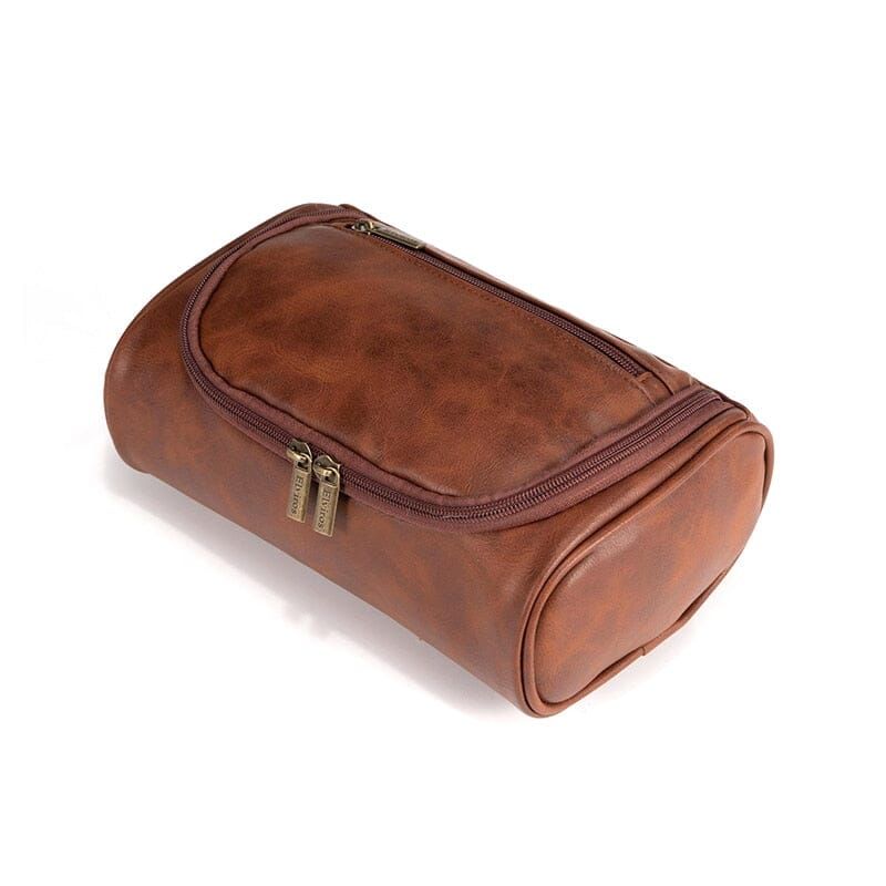 trousse de toilette en cuir vintage