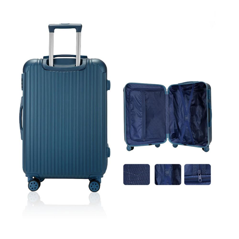 valise bleue avec nervures en plastique