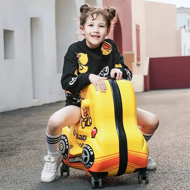 valise jaune design voiture pour enfant
