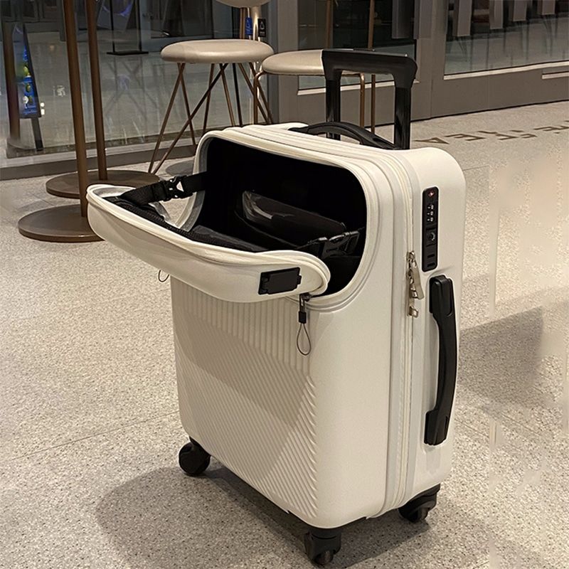 valise roulettes en plastique blanc avec port USB