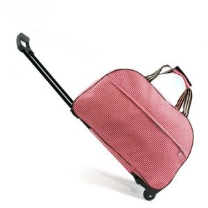 valise souple à rayures avec roulettes