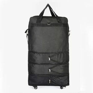 valise souple noire à bandoulière en tissu oxford