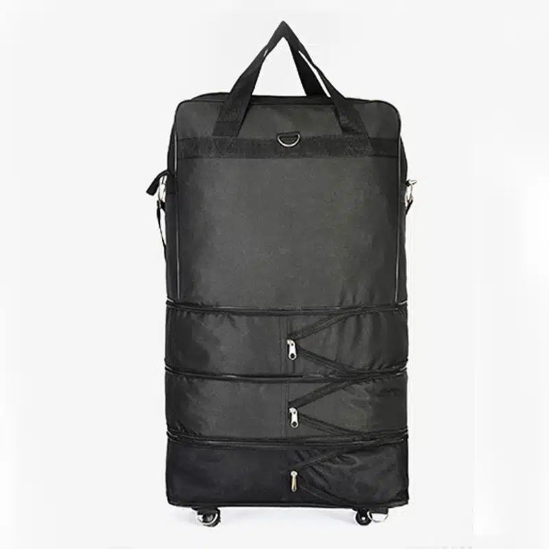 valise souple noire à bandoulière en tissu oxford